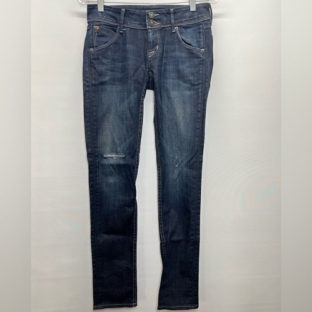 Hudson Collin Skinny Flap Pocket Jeans Womens 26 Dark Wash Mid Rise Denim
